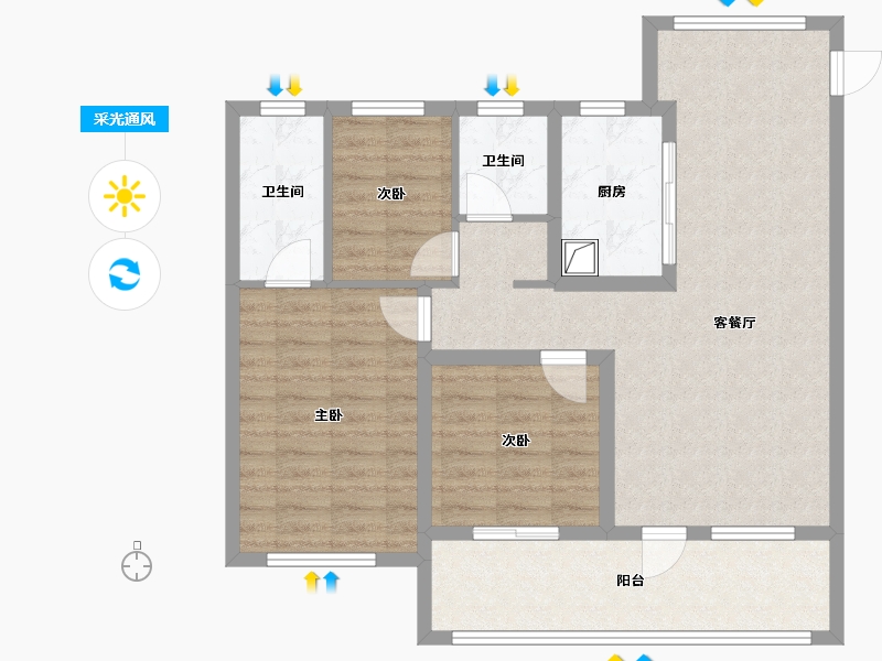 山东省-青岛市-保利天珺-96.00-户型库-采光通风