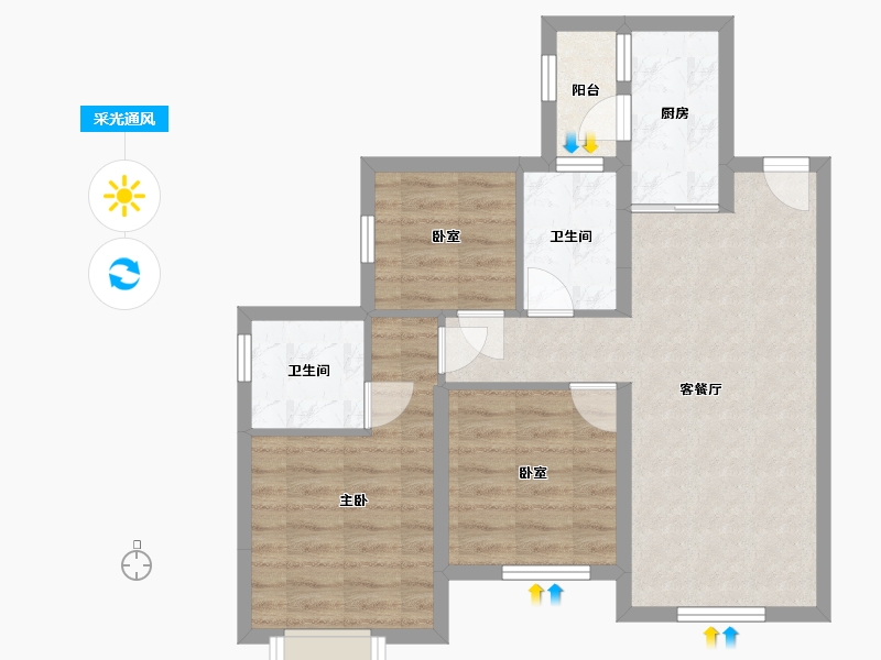 四川省-成都市-武侯樾府-71.20-户型库-采光通风