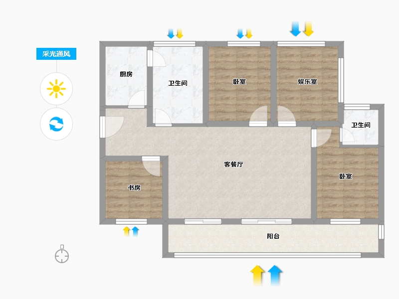 贵州省-贵阳市-广大城耀莱华府-95.31-户型库-采光通风