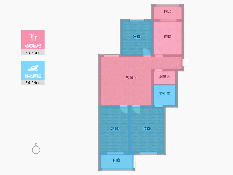 北京-北京市-裕龙花园-六区-107.00-户型库-动静分区