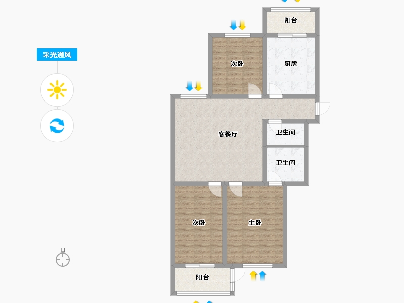 北京-北京市-裕龙花园-六区-107.00-户型库-采光通风