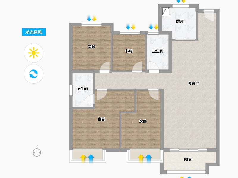 山东省-潍坊市-高密中骏世界城-107.20-户型库-采光通风