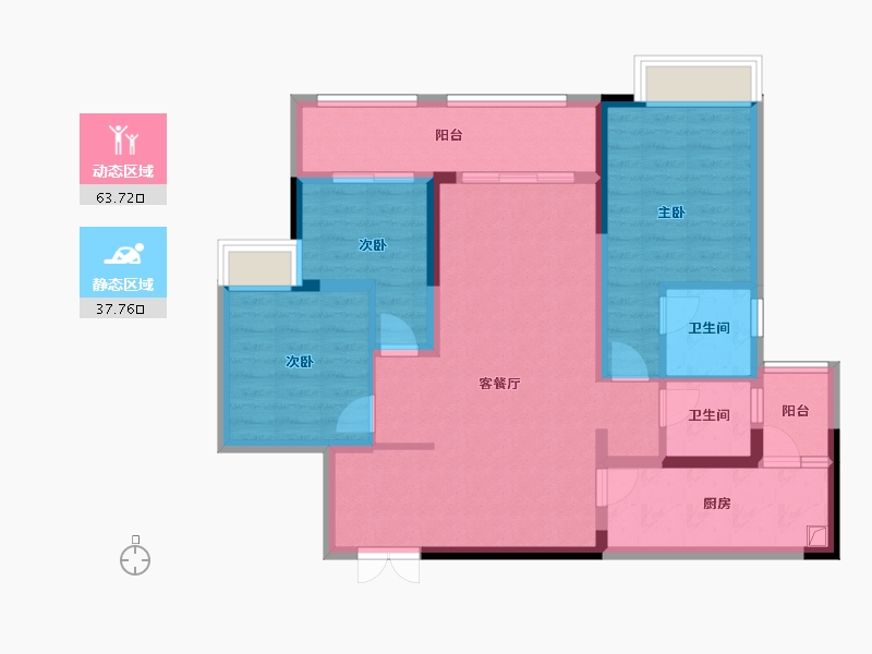 重庆-重庆市-融汇国际温泉城未来里-90.00-户型库-动静分区