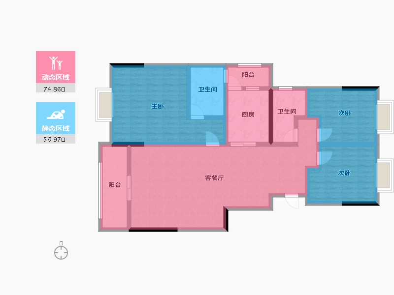 云南省-楚雄彝族自治州-清华园-112.00-户型库-动静分区