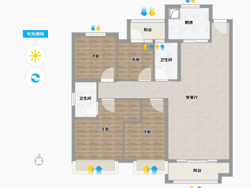 山东省-潍坊市-高密中骏世界城-115.20-户型库-采光通风