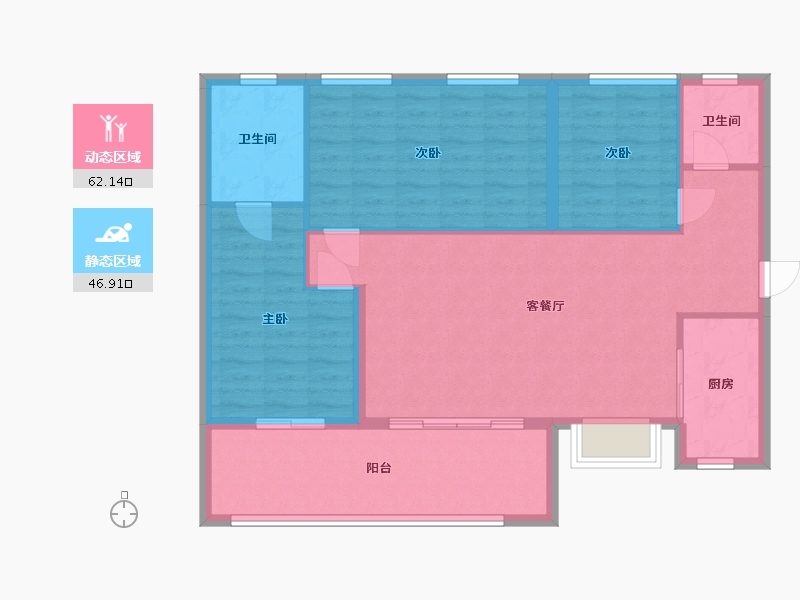 贵州省-贵阳市-万科翡翠公园-92.80-户型库-动静分区