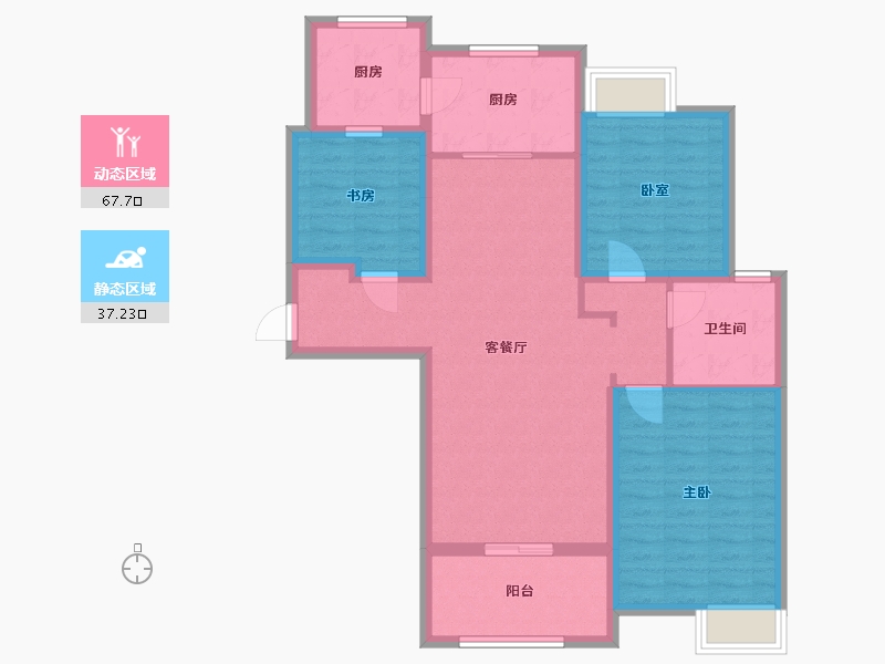 江苏省-南京市-高淳碧桂园-93.68-户型库-动静分区