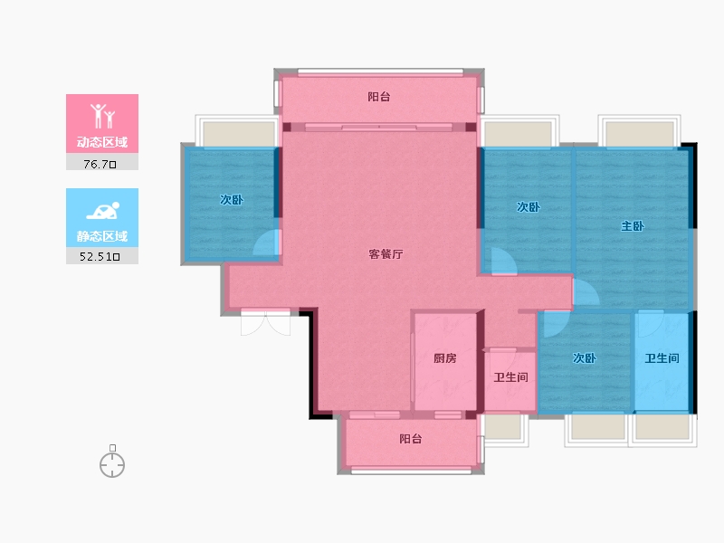 湖北省-恩施土家族苗族自治州-幸福里-130.73-户型库-动静分区