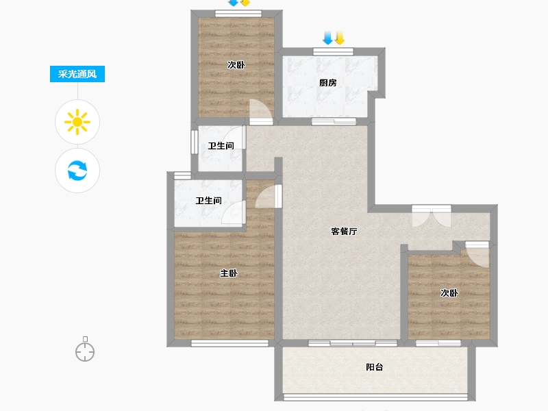 甘肃省-临夏回族自治州-华耀胭脂湾-91.00-户型库-采光通风