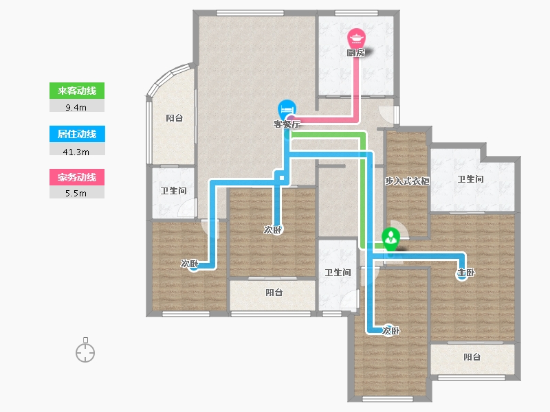 浙江省-杭州市-东方一号-147.20-户型库-动静线