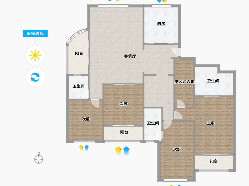 浙江省-杭州市-东方一号-147.20-户型库-采光通风