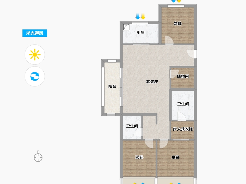 山东省-潍坊市-高密中骏世界城-98.40-户型库-采光通风