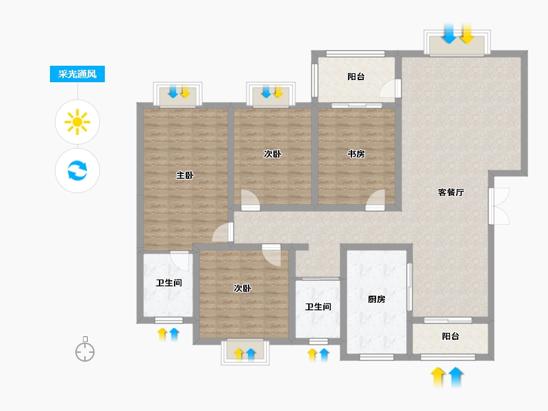 河南省-郑州市-高新·锦华苑-143.20-户型库-采光通风