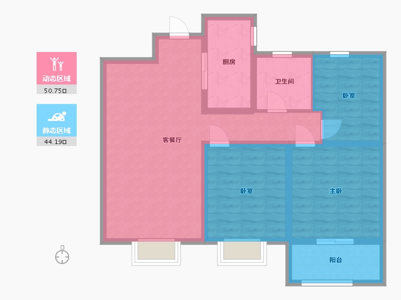 山东省-泰安市-开元盛世信园-84.00-户型库-动静分区