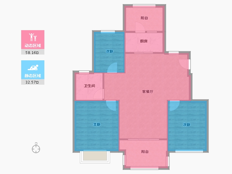 浙江省-嘉兴市-翡翠公馆-80.23-户型库-动静分区