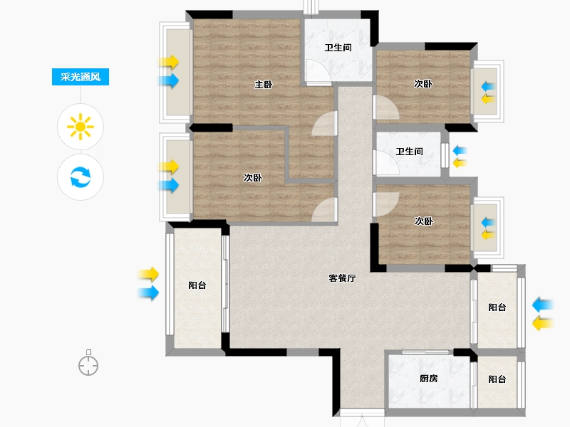 贵州省-六盘水市-合隆柏悦湾-108.82-户型库-采光通风