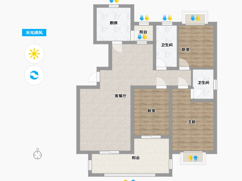 湖北省-武汉市-绿汀雅境-103.38-户型库-采光通风