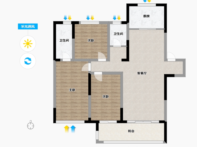 河南省-漯河市-建业城-107.73-户型库-采光通风