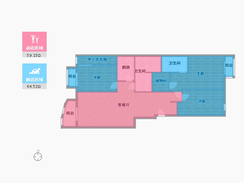 北京-北京市-中海城-121.95-户型库-动静分区