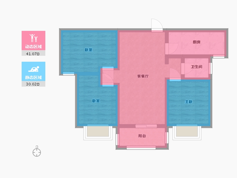 云南省-昆明市-巴江福城佳园3期-71.20-户型库-动静分区