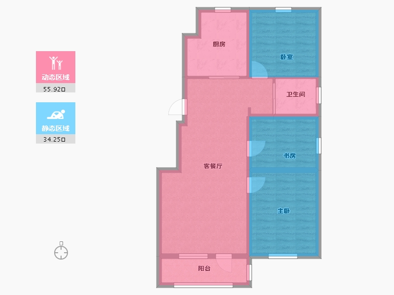 吉林省-延边朝鲜族自治州-凯旋公馆-84.00-户型库-动静分区