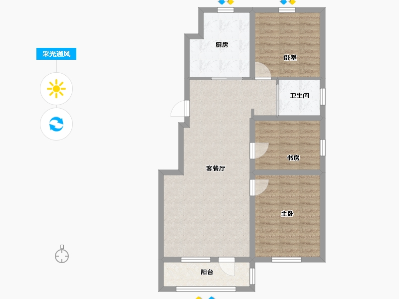 吉林省-延边朝鲜族自治州-凯旋公馆-84.00-户型库-采光通风