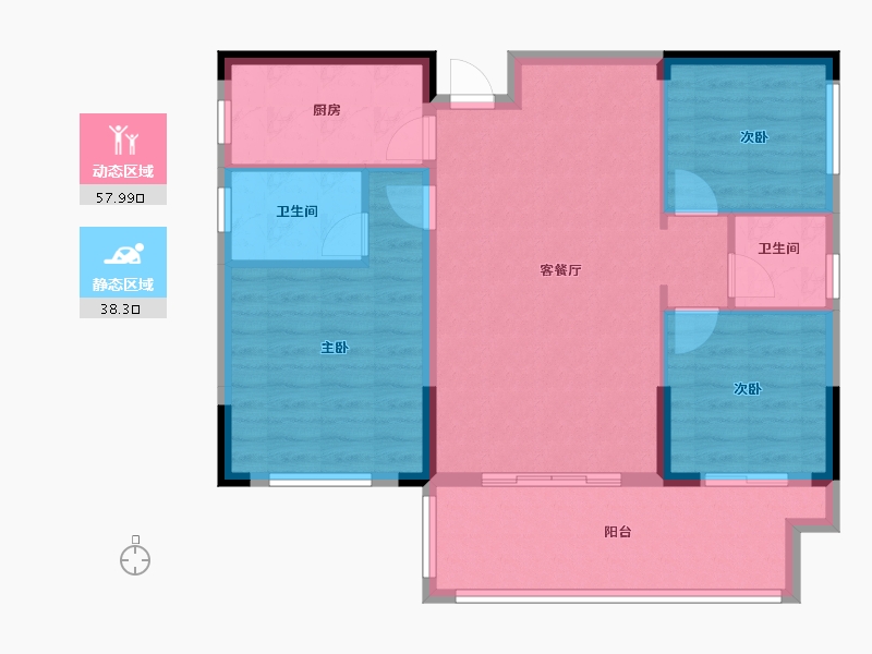 湖南省-益阳市-鑫悦青春里-88.00-户型库-动静分区