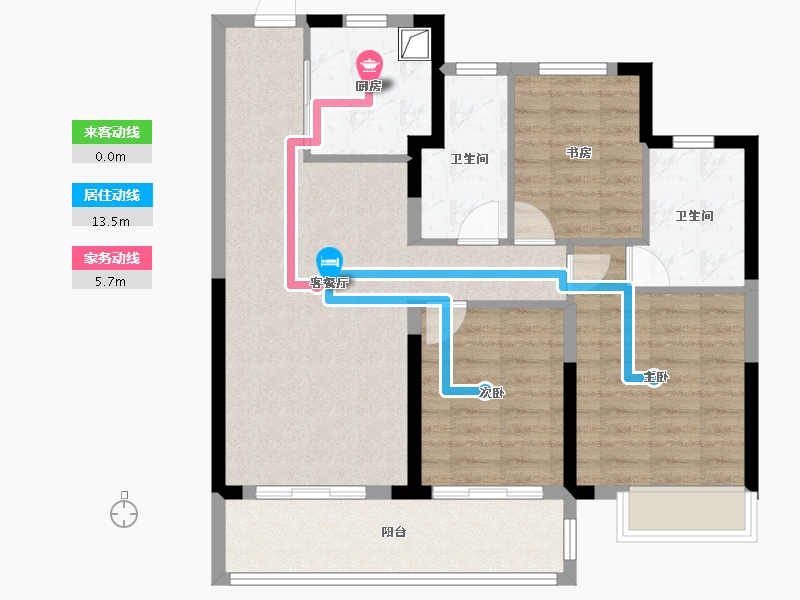 浙江省-宁波市-姚江晴雨-85.60-户型库-动静线