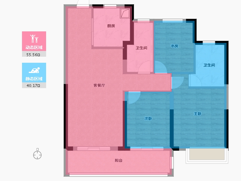 浙江省-宁波市-姚江晴雨-85.60-户型库-动静分区