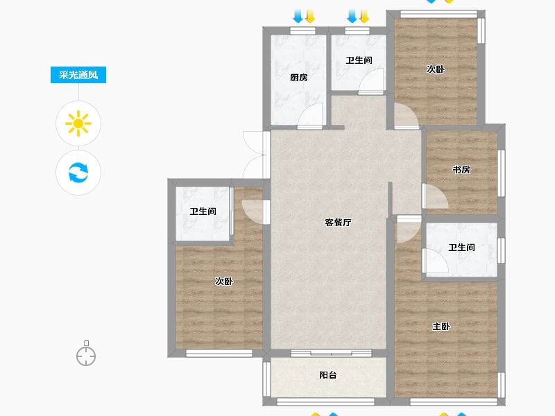 浙江省-嘉兴市-中交四季美庐-94.40-户型库-采光通风