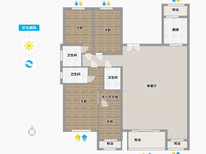 宁夏回族自治区-银川市-金地花园-207.65-户型库-采光通风