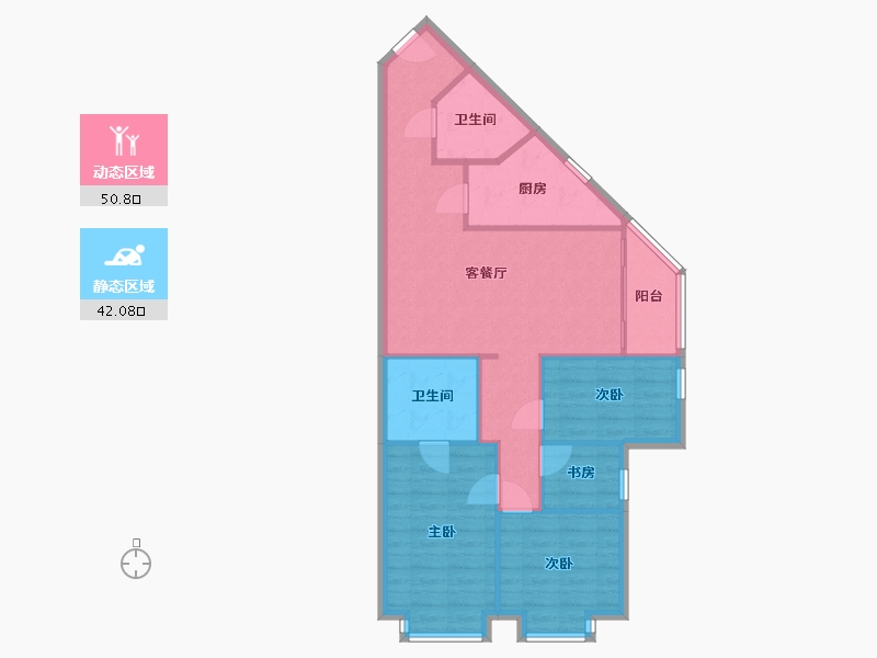 广东省-广州市-珠江广场-90.69-户型库-动静分区