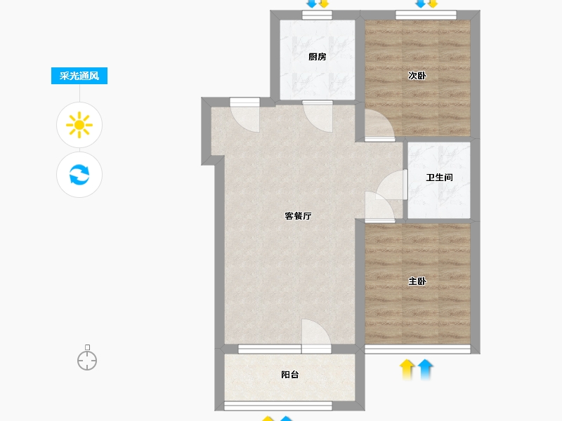 辽宁省-沈阳市-金地峯范-60.00-户型库-采光通风