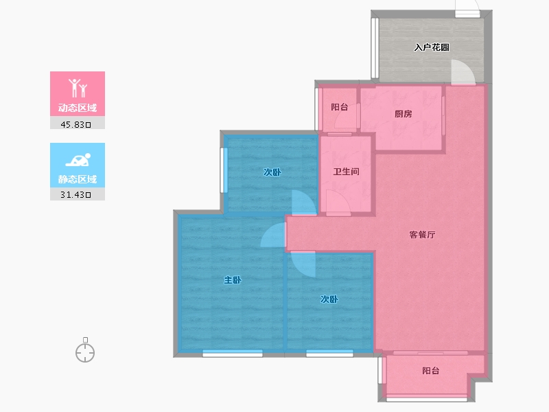 广东省-中山市-龙光海悦华庭-69.82-户型库-动静分区