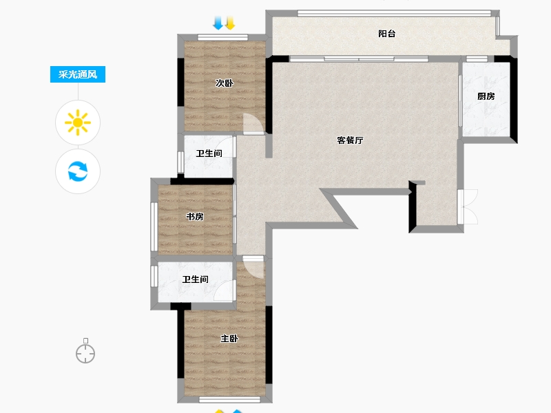 重庆-重庆市-华宇御临府-117.00-户型库-采光通风