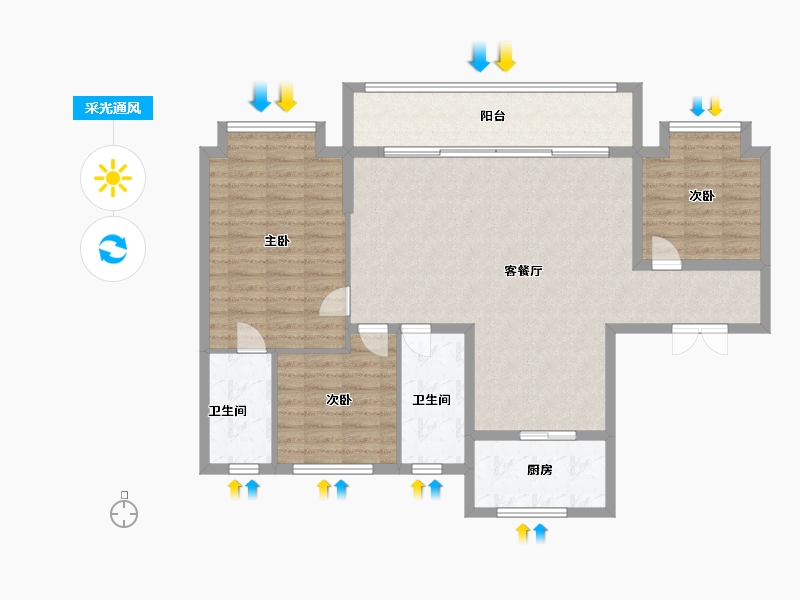 浙江省-金华市-碧桂园众安潮鸣-108.00-户型库-采光通风