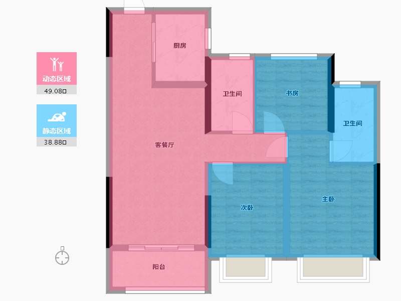 浙江省-金华市-义乌世茂江稠府-78.40-户型库-动静分区