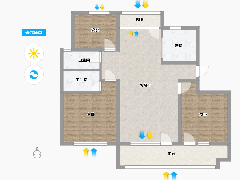 山东省-临沂市-君澜府-99.51-户型库-采光通风