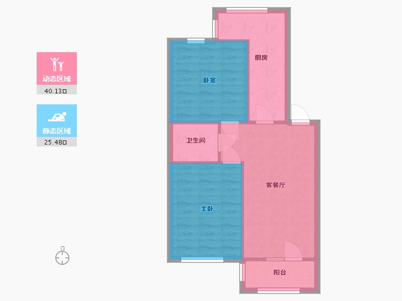 陕西省-西安市-福苑小区-60.50-户型库-动静分区