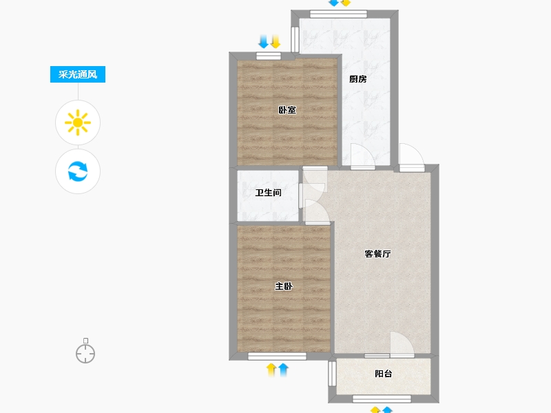 陕西省-西安市-福苑小区-60.50-户型库-采光通风