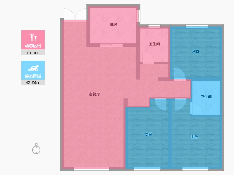 内蒙古自治区-鄂尔多斯市-华研·南湖国际-92.81-户型库-动静分区