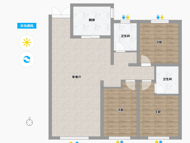 内蒙古自治区-鄂尔多斯市-华研·南湖国际-92.81-户型库-采光通风