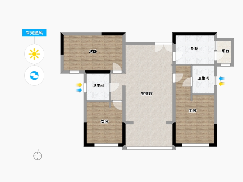 青海省-西宁市-安泰碧水湾-99.20-户型库-采光通风