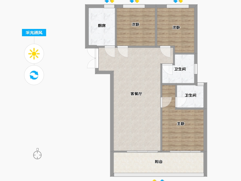 河南省-郑州市-永威西郡-瑞和苑-83.00-户型库-采光通风