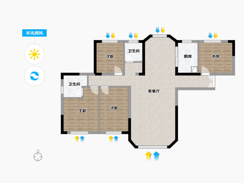 青海省-西宁市-元堡子安置小区-111.18-户型库-采光通风