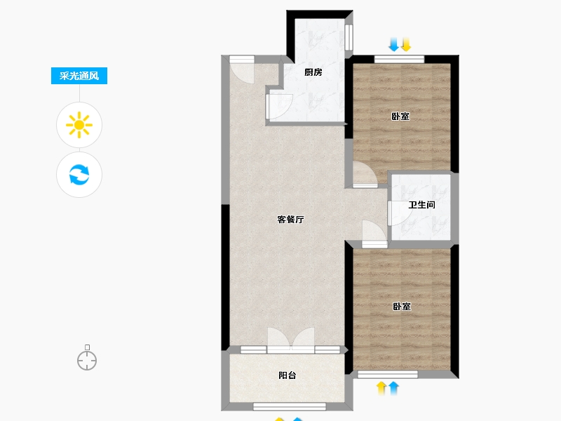 河北省-张家口市-新明轩小区-76.96-户型库-采光通风