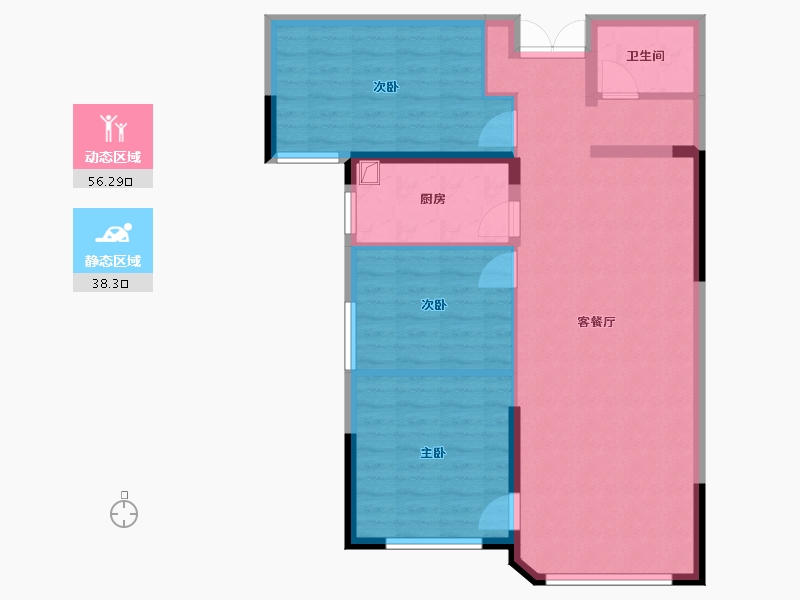 青海省-西宁市-元堡子安置房-85.86-户型库-动静分区