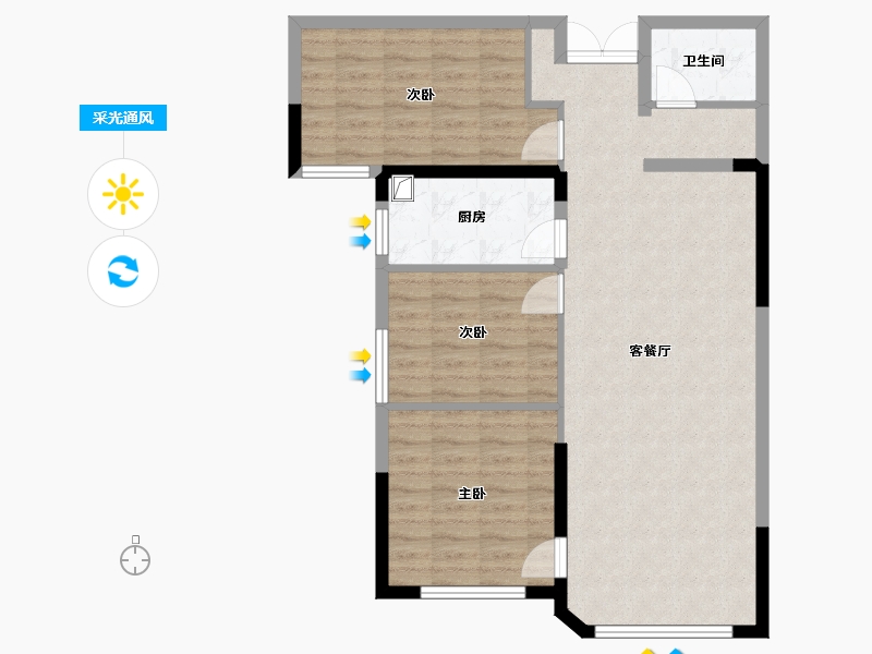 青海省-西宁市-元堡子安置房-85.86-户型库-采光通风