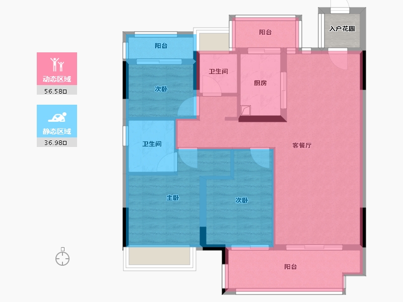 江苏省-南通市-时光峰会-85.60-户型库-动静分区