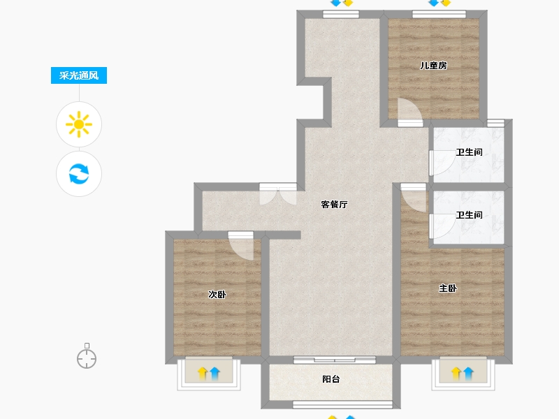 甘肃省-白银市-金悦府-93.17-户型库-采光通风